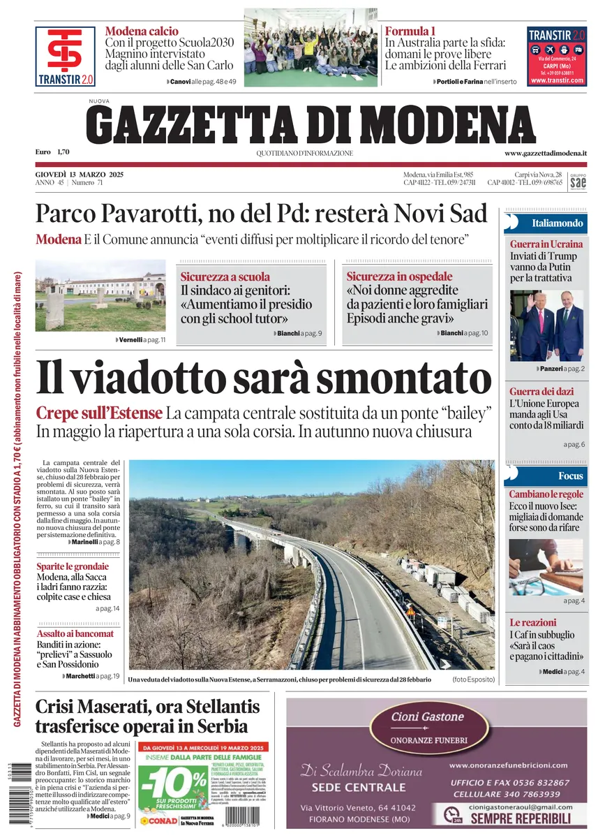 Prima-pagina-gazzetta di modena-oggi-edizione-del-2025-03-13